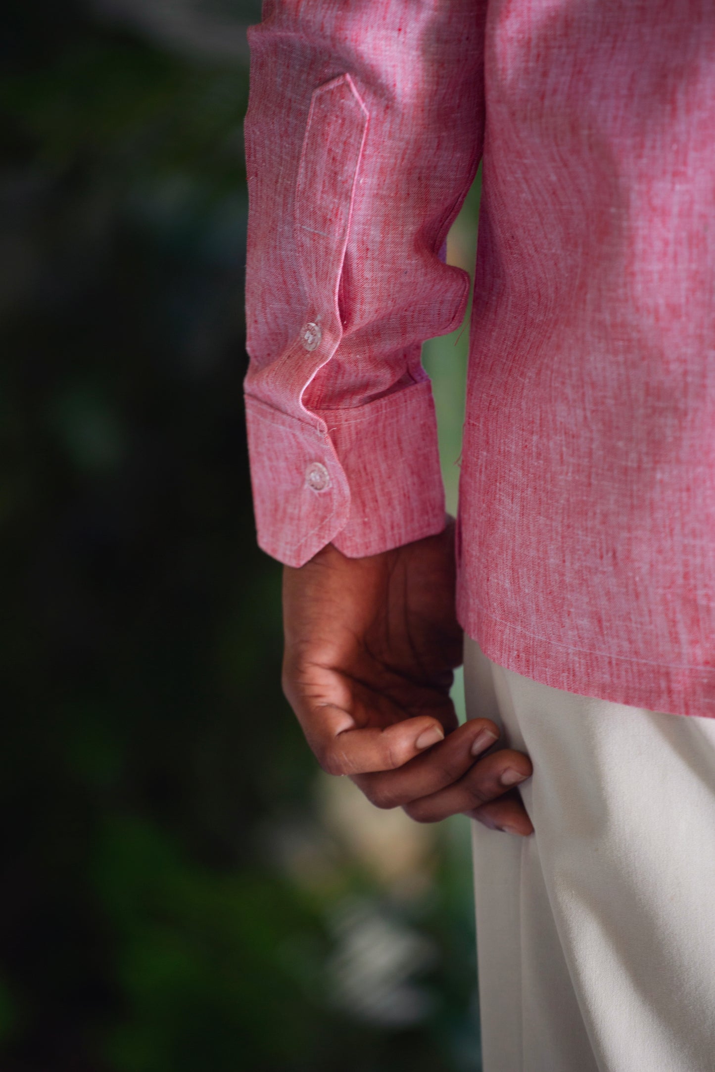 Camisas Rosa Coral Mangas Largas con bolsillos